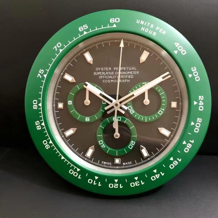 Green-Black Face and Green Bezel Wall Clock Large